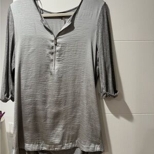 Vince Camuto Gray Buttoned Polo Tunic